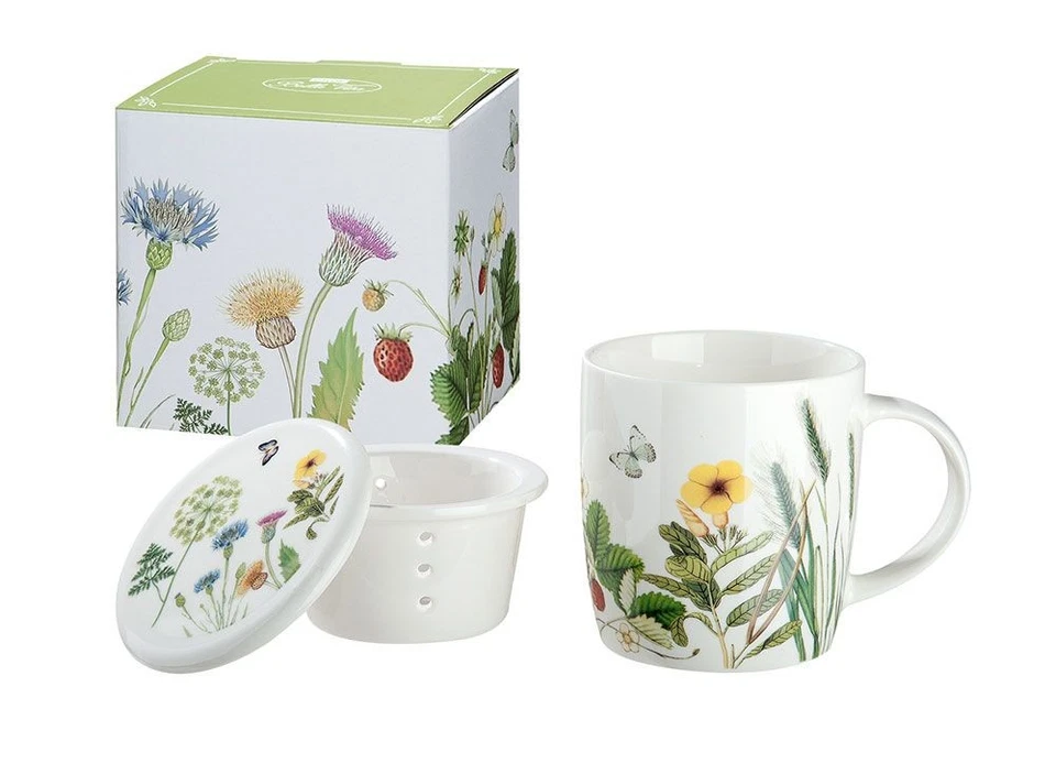 Bella Vita Teeset 3tlg. Tasse Wild Flowers - Porzellan Geschenk für Teefreunde - Bild 3 von 3