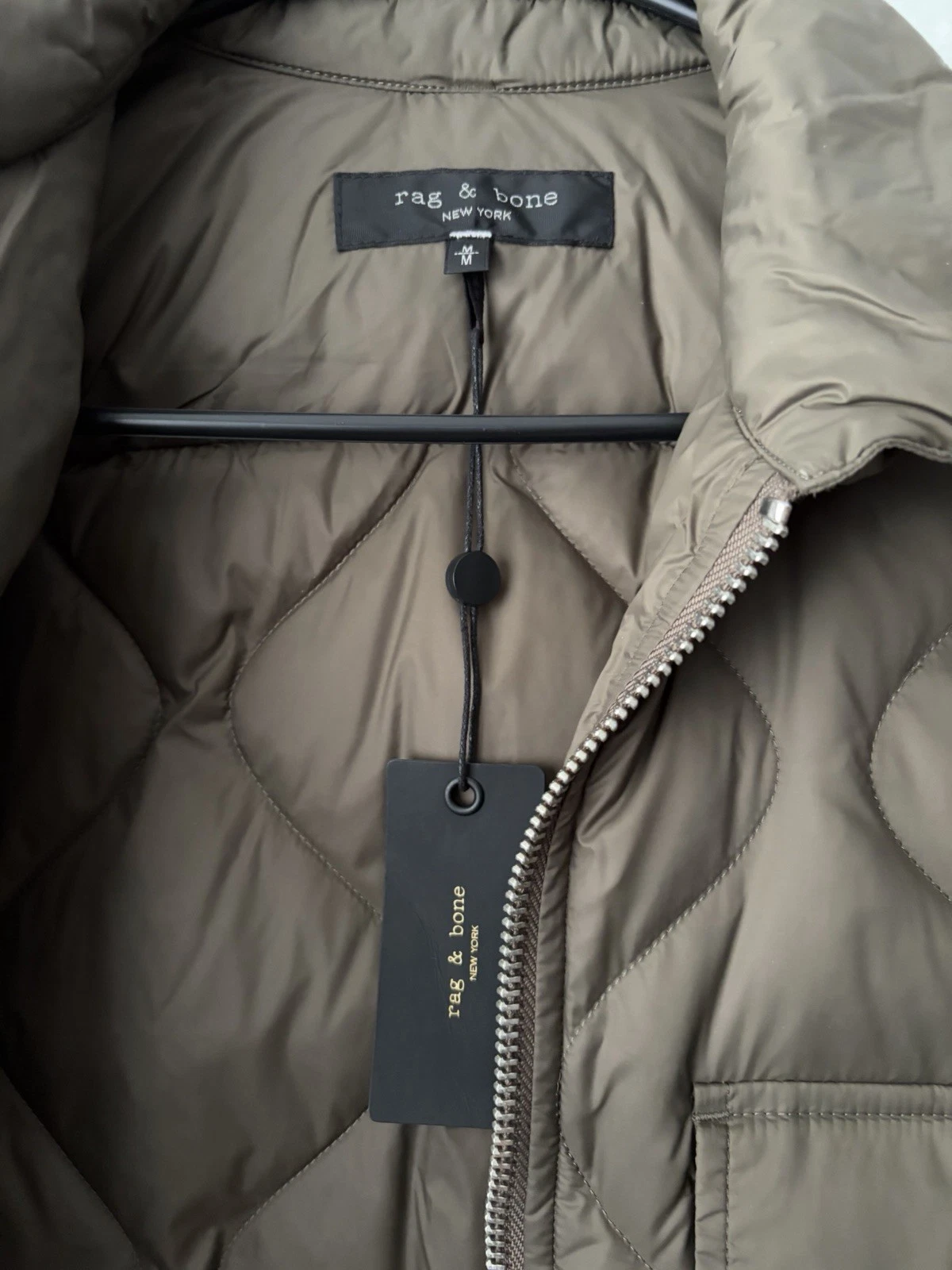 Rag & Bone DANE Quilted Jacket Zip Up Puffer Gravel MEDIUM $498 image 3