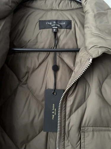 Rag & Bone DANE Quilted Jacket Zip Up Puffer Gravel MEDIUM $498 image 3