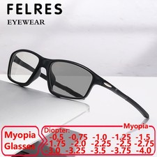 Square Photochromic Nearsighted Glasses For Men Women Outdoor Sports Sunglasses