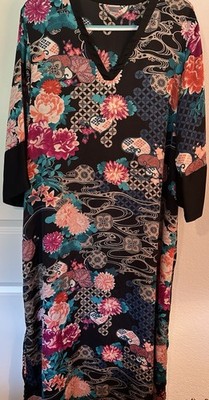 Natori Kaftan Lounge Dress XL Mixed Print