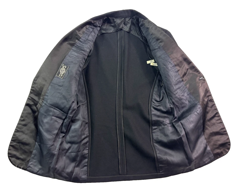 VTG 1930s Black Tuxedo Jacket 36S Dinner Evening USA Flannel Wool Satin Mens - Image 4 of 4