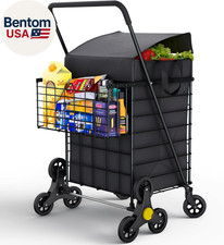 Stairs Climbing Shopping Cart W/Waterproof Basket Liner  360  Swivel Wheels  F