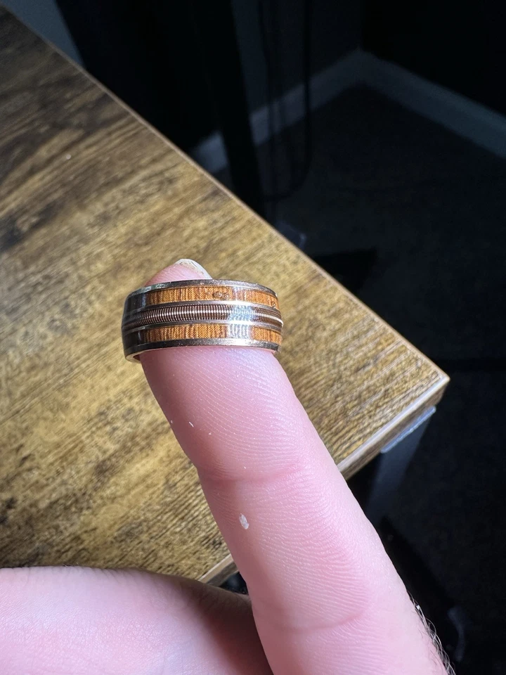 Cuerda de guitarra/incrustación de acero inoxidable color oro rosa anillo de madera de koa hawaiano 7 Foto 3 de 3