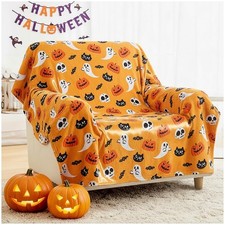 Halloween Throw Blanket, 50" x 60" Cozy, Plush Fleece, Tangerine Terror Throw...