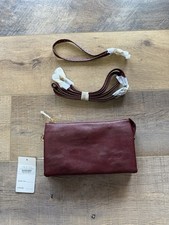 NEW red maroon crossbody wristlet soft pebbled faux leather clutch purse