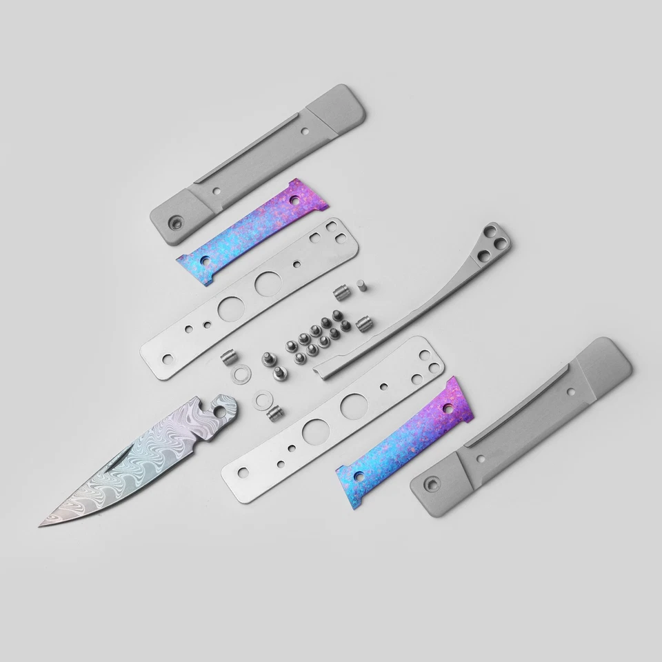 Cuchillo Plegable Kizer Little Grand Arco Iris Hoja Damasco Mango Titanio Limitado Foto 2 de 4