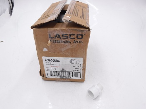 100 Pack LASCO 1/2" Slip x MPT Schedule 40 PVC Male Adapter Fittings 436-005BC