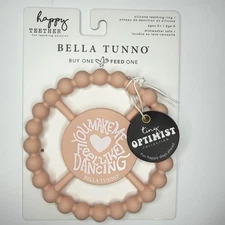 Happy Teether Baby Bella Tunno Pink Peach Color BPA free Silicone 0+ Months NWT