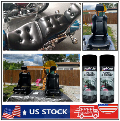 Gloss Black Spray Paint Vinyl Fabric Leather Repair Seats Dashes Carpet Coating