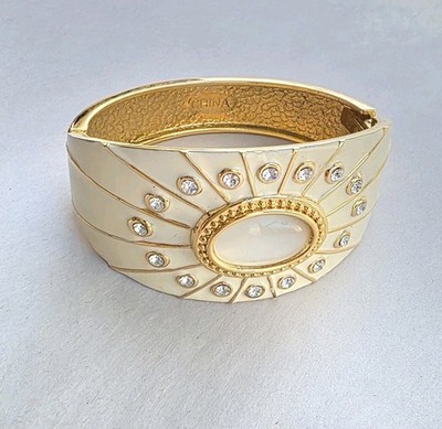 Real Collectibles by Adrienne Pearl Crystals Hinged Bangle