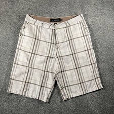 O  Neill Mens Size 34 Beige Plaid Flat Front Casual Chino Shorts Outdoor Surf