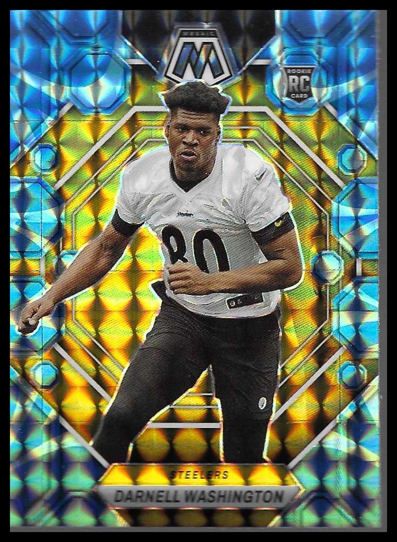 2023 Panini Mosaic #306 Darnell Washington Reactive Blue Mosaic