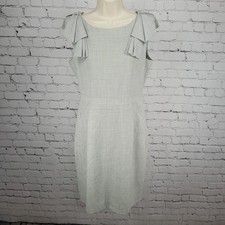 J.CREW Gray Wool Sleeveless Ruffled Shoulder Lined Back Slit Zip Sheath Dress 6