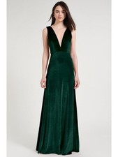 Jenny Yoo Logan Formal Stretch Velvet Deep V Emerald