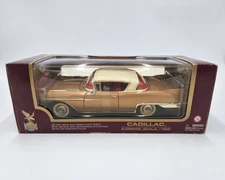 1958 CADILLAC ELDORADO SEVILLE GOLD WITH RED INTERIOR 1/18 ROAD LEGENDS NIB