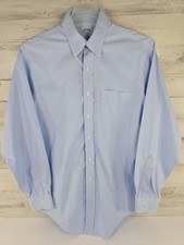 Brooks Brothers Slim Fit Non Iron Cotton Button Down Dress Shirt 16 35 Blue VGC