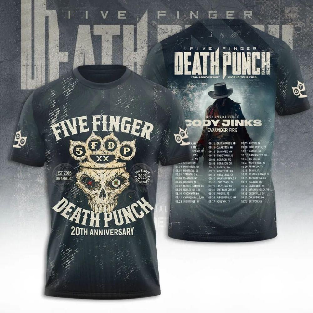 Hot Five Finger Death Punch Tour 2026 3D Shirt New All Size Shirt B07.671