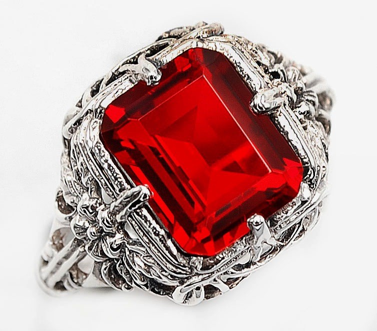 6CT Fire Garnet 925 Solid Sterling Silver Ring Jewelry Sz 9 Z6-6