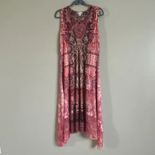 World Unity Maxi Dress Medium Handkerchief Hem Boho Festival Crochet Y2K Boho