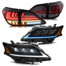 VLAND FULL LED Amber Headlights + Clear Tail Lights For 2009-2015 Lexus RX 350