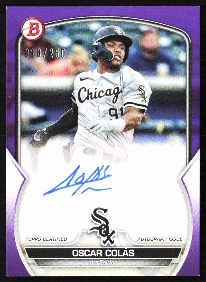 2023 Bowman Prospect Autographs Purple Oscar Colás 018/250 Chicago White Sox