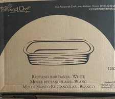 Pampered Chef White Stoneware Rectangular Baker  large #1353