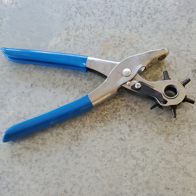 Revolving Hole Punch Plier for Leathercraft with Blue Handles, Round Shape