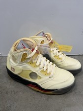 New No Box Jordan 5 Retro Off-White Virgil Abloh Sail DH8565-100 Men's Size 6.5