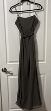 White By Vera Wang Evening Gown With Sash Gray Bridesmaid Formal Size 4