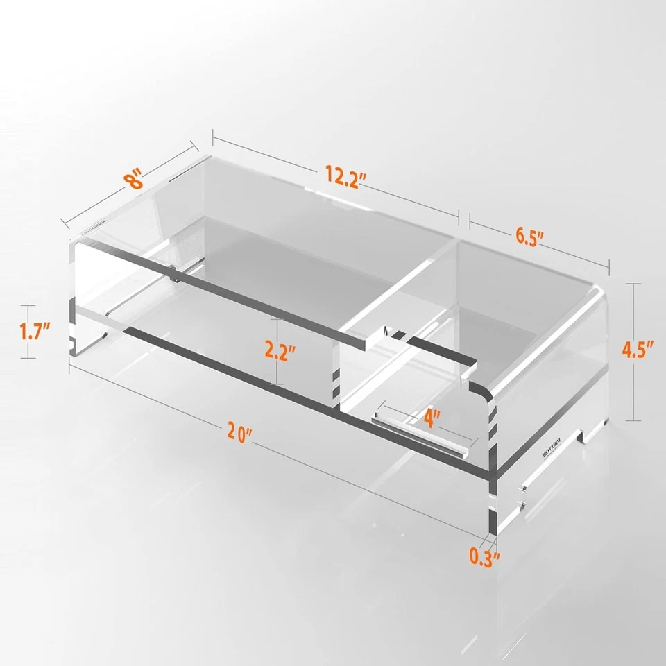 Sleek Clear Acrylic Monitor Stand for Desktop Organization - Image 4 of 4