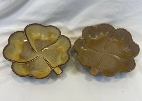 Vintage Frankoma Shamrock 4 Leaf Clover 5.5” Candy Dishes #223 Plates