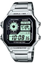 Casio Herren Uhr AE-1200WH Digital Edelstahl Wasserdicht Schwarz Klassiker