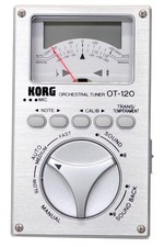 KORG OT-120 Chromatic Tuner Analog Meter LCD Dual Display Silver Panel Orchestra