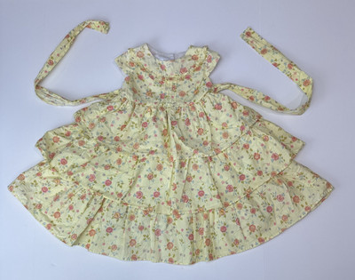 Laura Asheley Floral Ruffle Tiered Girls Dress Easter Cottagecore Sash Yellow 3T