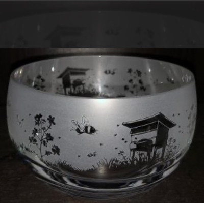 Milford Collection Animo Glas - SANDGESTRAHLTE FRIESSCHALE - Biene B67