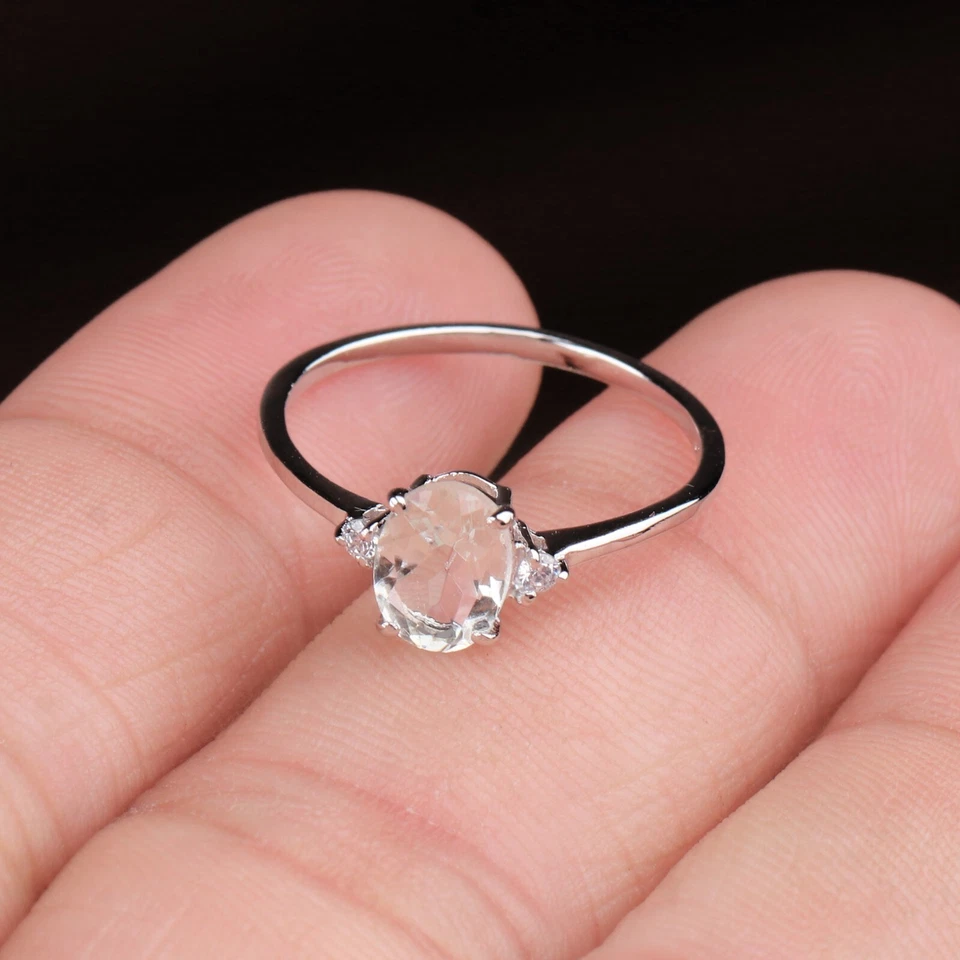 Verde Naturale Ametista Anello di Fidanzamento 925 Argento Sterling Artigianale - Immagine 4 di 4