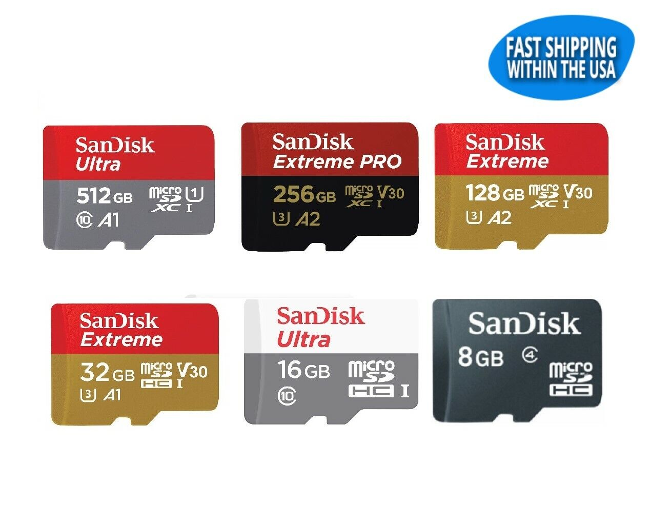 Sandisk Micro SD Card 64GB 128GB 256GB 512GB Extreme Pro Ultra Memory Cards  lot