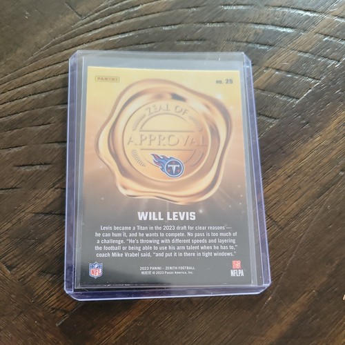 2023 Panini Zenith Zeal of Approval #25 Will Levis, Tennessee Titans - Picture 2 of 2