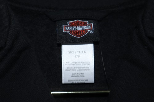 Harley Davidson Jacket Girls 7/8 Black Fleece Biker Zip Up Collared Everyday NWT - Picture 5 of 7