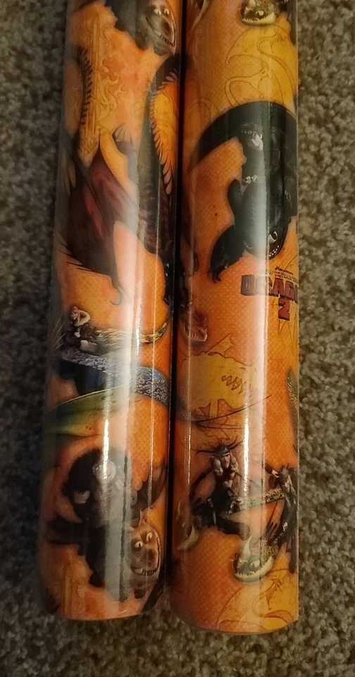 Lot of 2 rolls How To Train Your Dragon 2 Gift Wrap 22.5sq ft. x 2 - Image 4 of 4