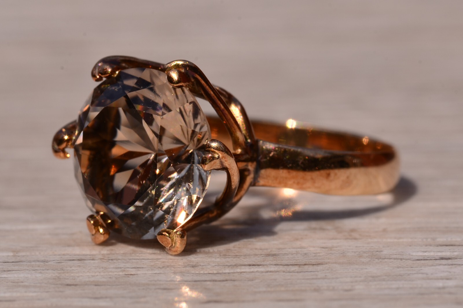 Mid Century Modern Smokey Quartz Ring - Gem