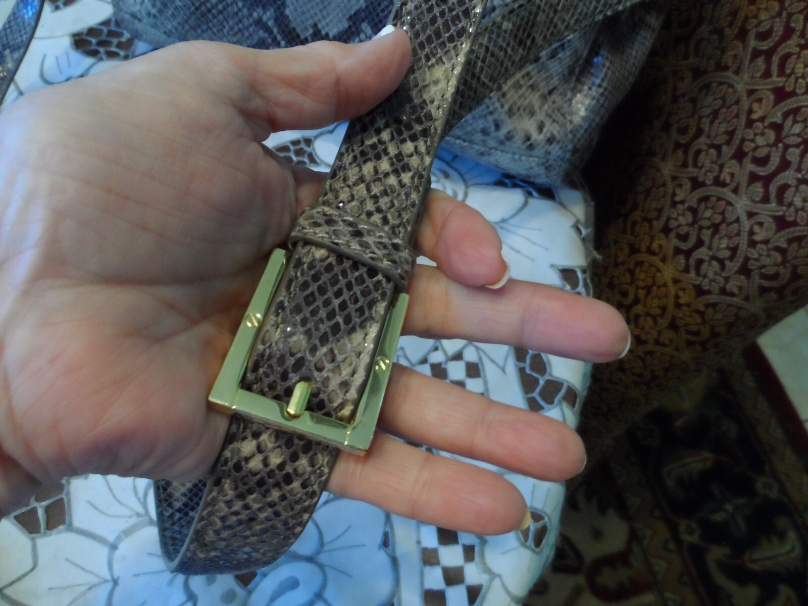 Tory Burch Gray Python Embosed Leather Shoulder B… - image 7