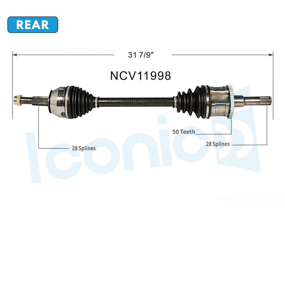 Rear CV Axle Assembly for 1990-1996 1997 Ford Thunderbird Mercury Cougar 3.8L V6 - Image 2 of 4