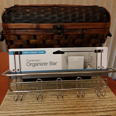 Over Cabinet Door Organizer Bar Spectrum Contempo No Tools Installation NEW