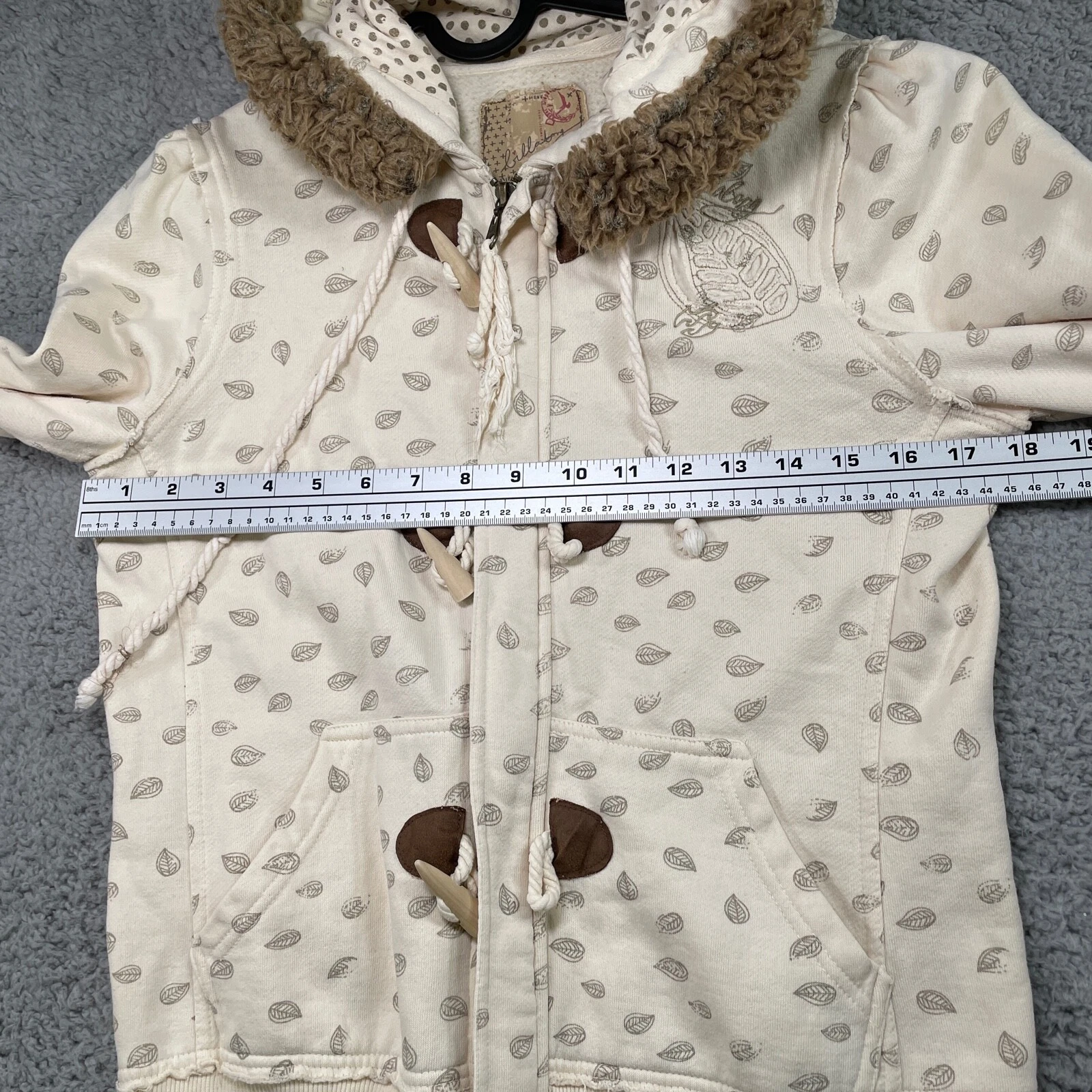 OFF WHITE Felpa donna Billabong junior pelliccia cappuccio zip bottoni davanti taglia media