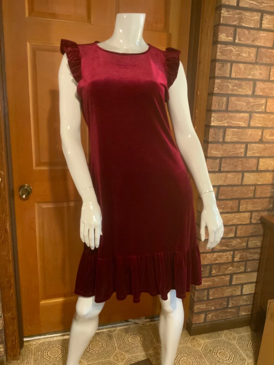 Ruffle burgundy clearance dress