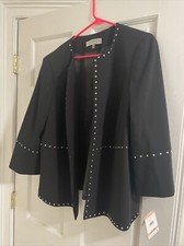 Kasper Women's Plus Size Stud-trim Open-front Jacket Black Size Xxl