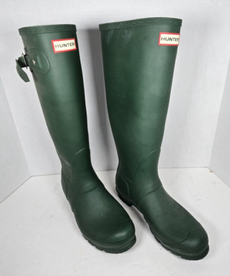HUNTER Women's Original Tall & Matt Snow Boot Green Rubber Rain US 10