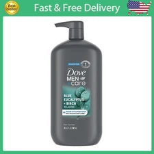 Dove Men+Care Relaxing Hydrating Face & Body Wash Blue Eucalyptus & Birch, 30 oz
